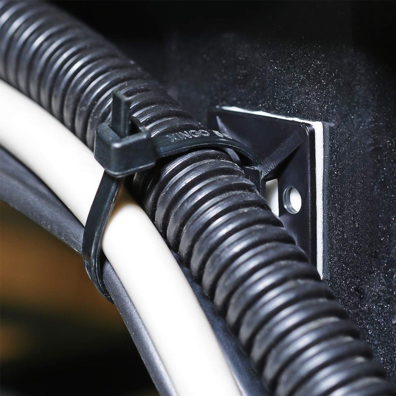 XHF 3/4" Strong Back-Glue Self Adhesive Black Cable Zip Tie Mounts 100pcs with 8" Zip Ties, Screws, UV Protection Outdoor Sticky Wire Fasteners Cable Clips Management Anchors Organizer Holders Squares - Image 5